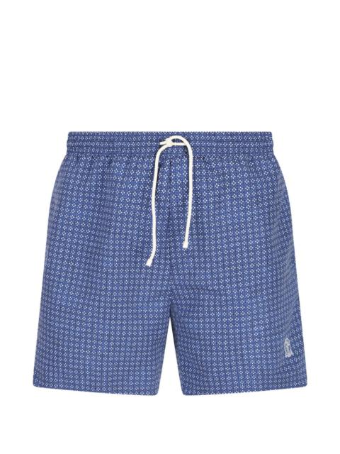 geometric-pattern swim shorts