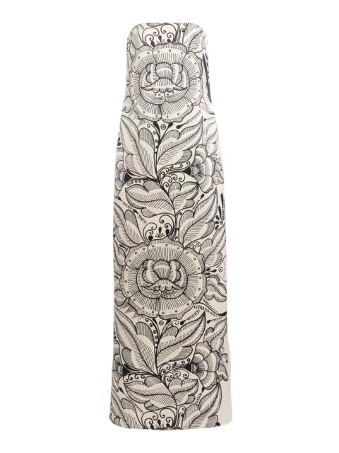 x Rivera Exclusive Strapless Silk Maxi Dress multi