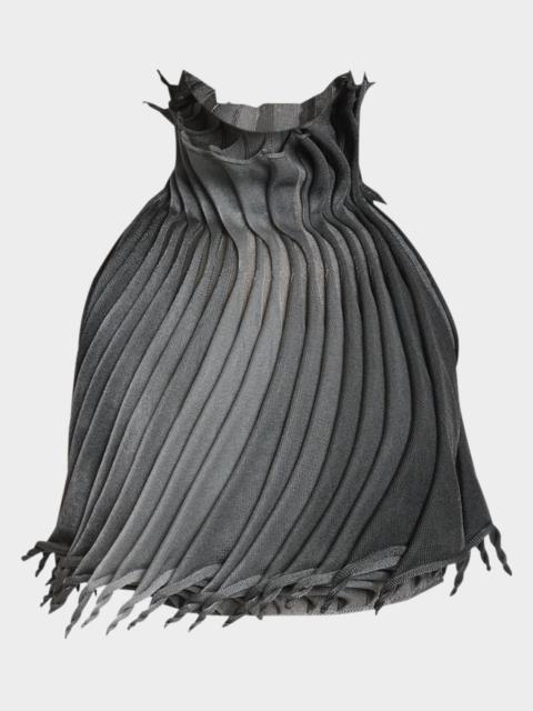 Sculptural Pleated Crop Halter Top