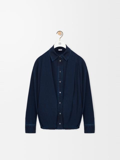Draped shirt in denim
