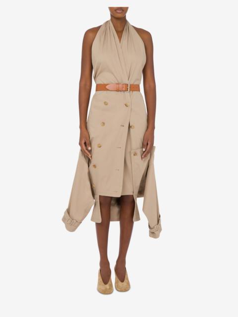 COTTON CANVAS DRESS WITH TRENCH DETAILS