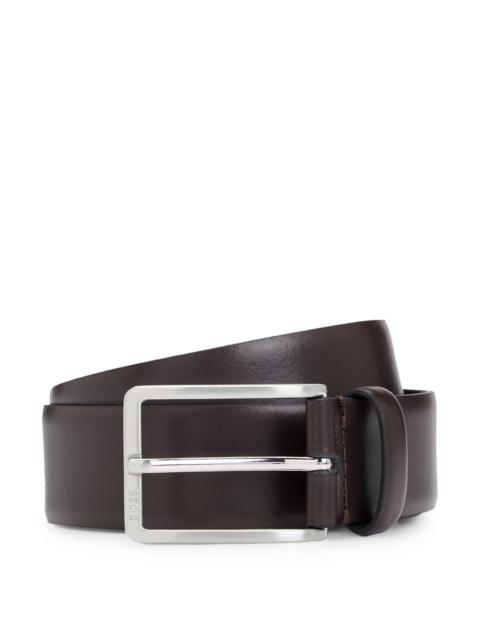 ITALIAN-MADE LEATHER BELT WITH ENGRAVED-LOGO BUCKLE