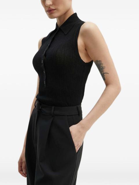 buttoned collared polo top