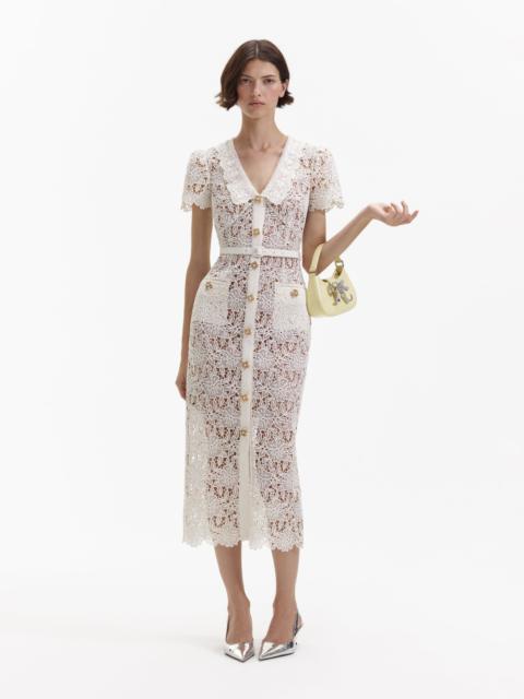 self-portrait Cream Lace Midi Dress - SS24-003M-C | REVERSIBLE