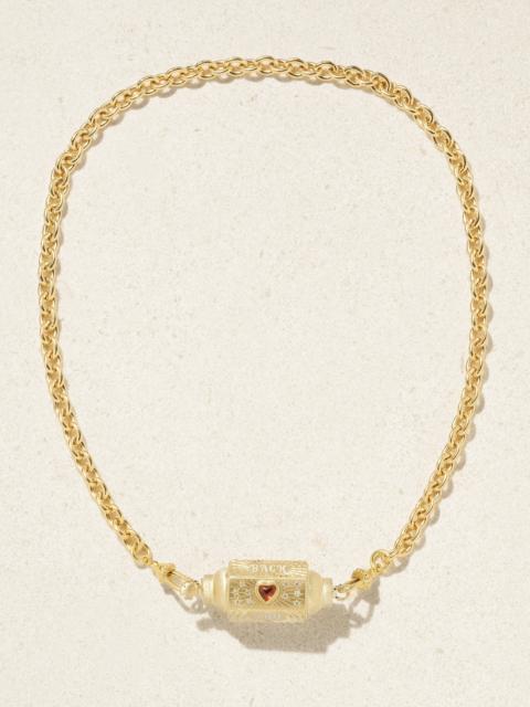 Love You Locket 14-karat Gold Multistone Necklace