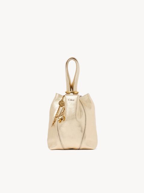SMALL CHLOÉ SPIN TOTE BAG IN METALLIZED LEATHER WITH HORSE CHARMS
