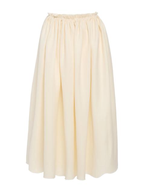 Chiara Pleated Midi Skirt in Ivory Textured Linen