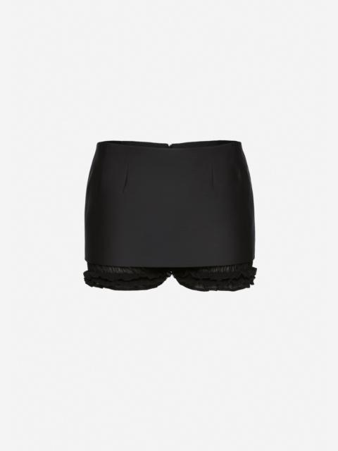 Layered mini skirt shorts in black