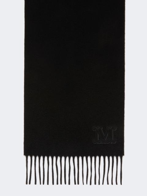 Monogram-embroidered cashmere stole - BLACK
