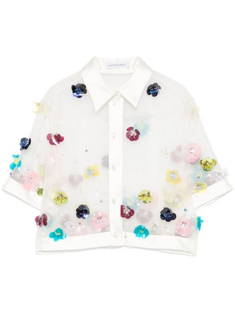 sequin-embellished cropped shirt