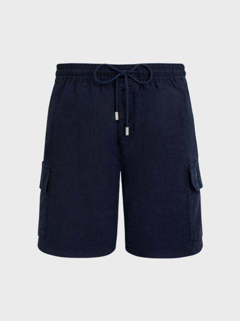 Men Linen Bermuda Shorts Solid