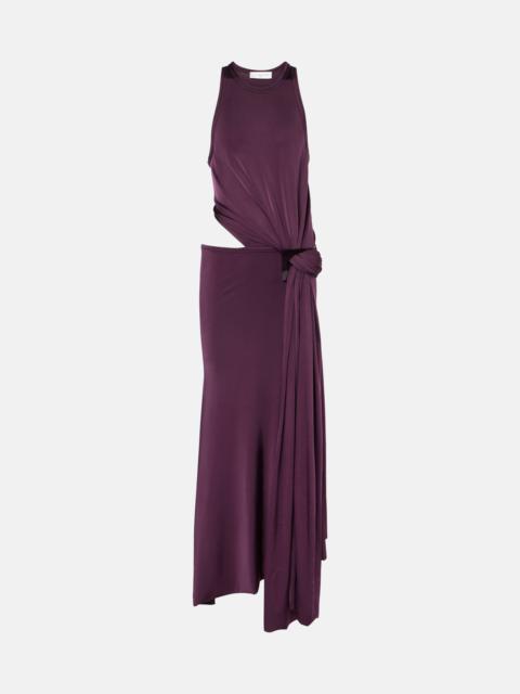 Cutout draped jersey midi dress