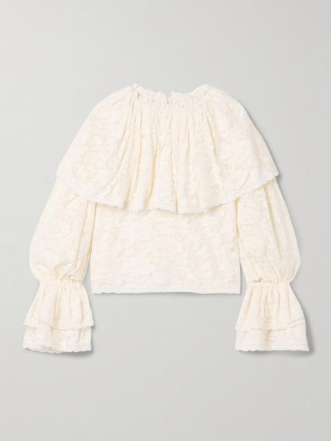 Eloise Ruffled Cotton-lace Blouse