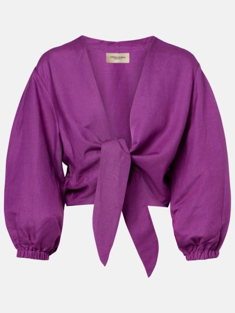 Linen-blend crop top