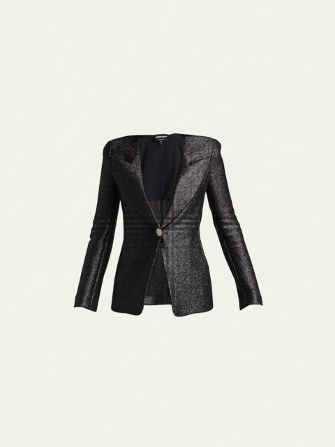 Metallic Rafia Motif Blazer