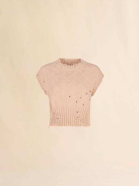 PALE PEACH DISHEVELLED COTTON VEST