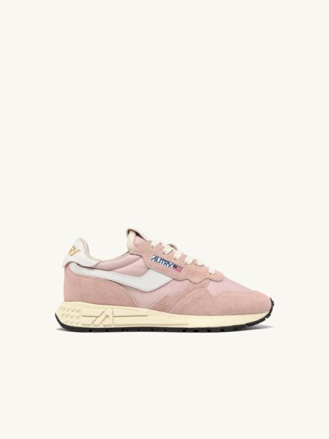 REELWIND LOW SNEAKERS IN WHITE AND POWDER PINK NYLON AND SUEDE