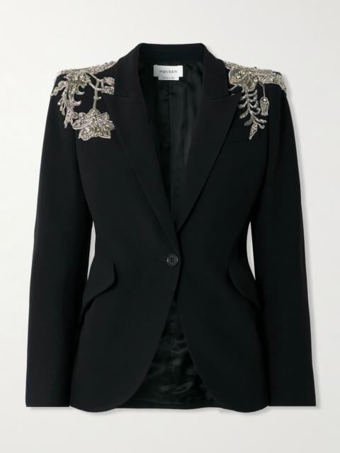 Embellished crepe blazer Black