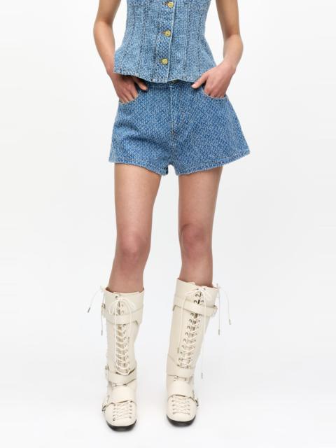 BLUE FLUFFY DENIM SHORTS