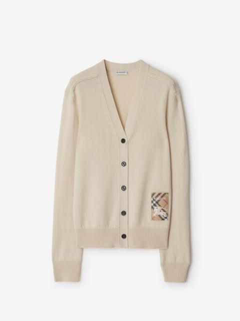 Check Label Wool Cardigan