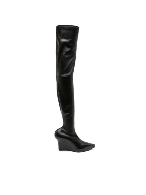 thigh-high 80mm wedge-heel boots