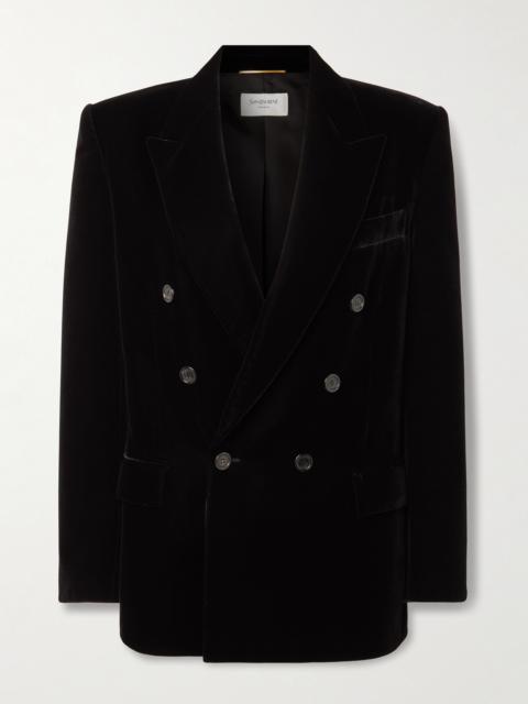 Double-breasted Velour Blazer