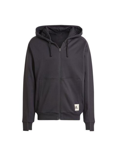 adidas Lounge French Terry Full-Zip Sweatshirt 'Black' IQ3422