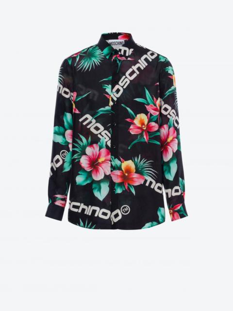 HIBISCUS PRINT HABOTAI SILK SHIRT