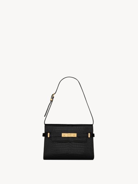 MANHATTAN SMALL IN SHINY CROCODILE-EMBOSSED LEATHER