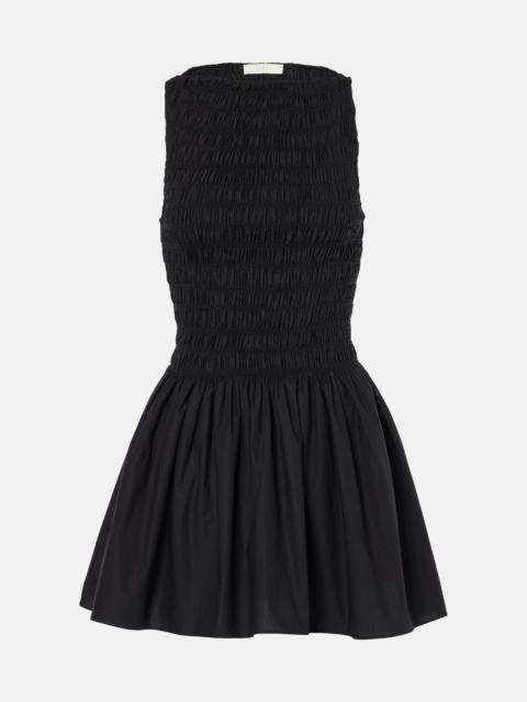 Shirred cotton minidress