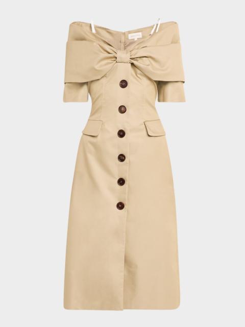 Bow Off-Shoulder Midi Dress