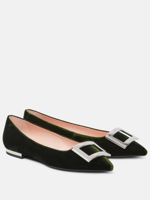 Faux fur-trimmed ballet flats