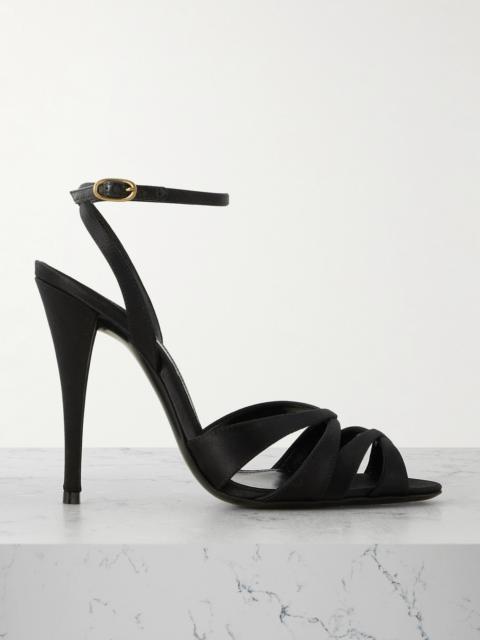 Chandelle Leather-trimmed Satin Sandals