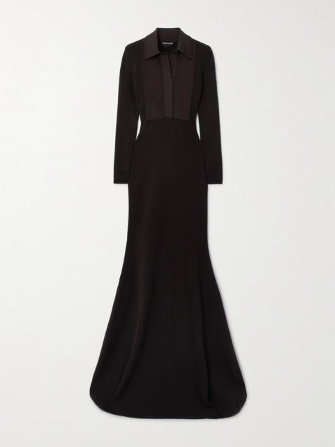 Ribbed Wool-blend Polo Gown