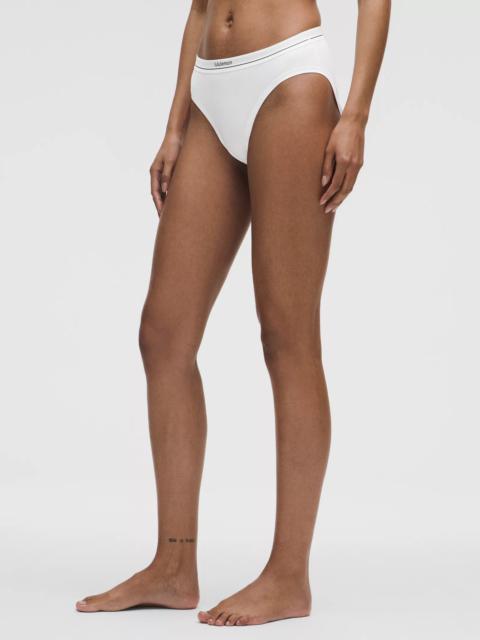 Stretch Cotton Ribbed Logo Super-High-Rise Bikini Underwear