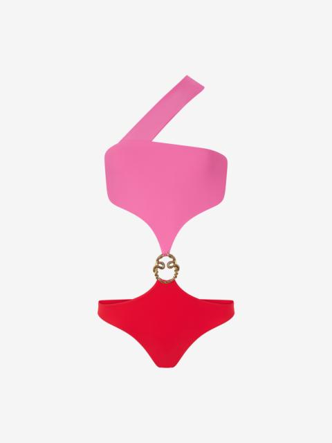 Asymmetrical One-Piece Swimsuit with Jewel Detail