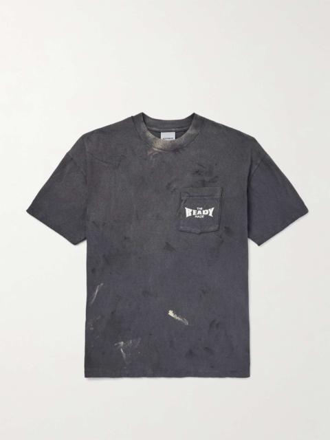 Logo-Print Paint-Splattered Cotton-Jersey T-Shirt