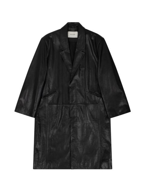 SINGLE BREASTED LEATHER COAT BLACK LEATHER