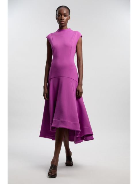 Scuba Dipped Ruffle Hem Woven Maxi Dress