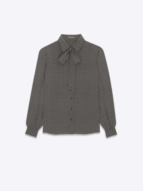 lavallière-neck shirt in jacquard silk
