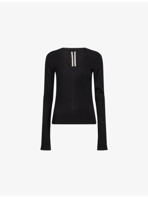 V-Neck Long-Sleeve Cashmere Top