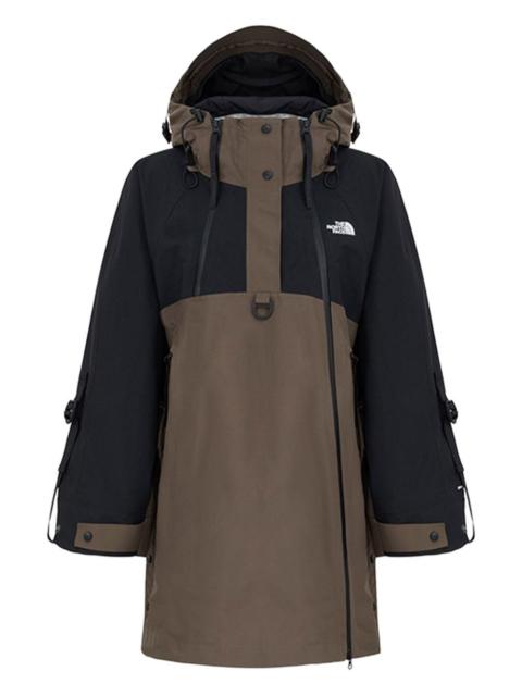 panelled-design hooded cape coat