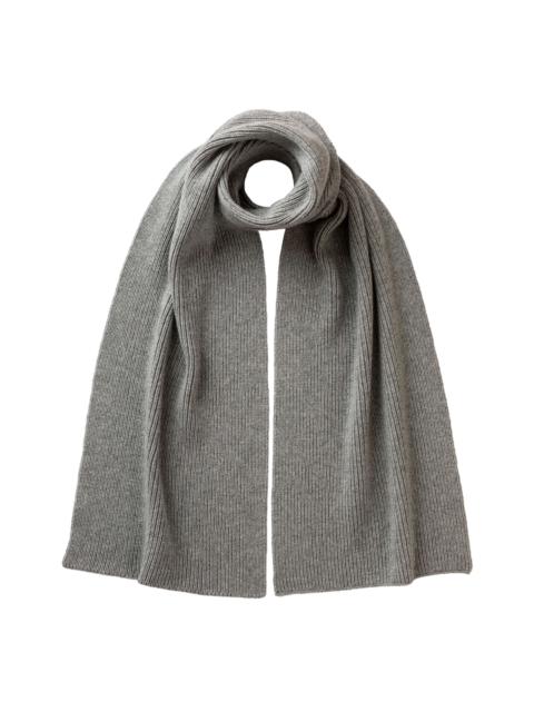 Ribbed Grey Cashmere Scarf