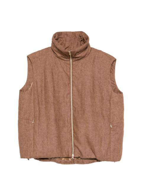 funnel-neck zip gilet