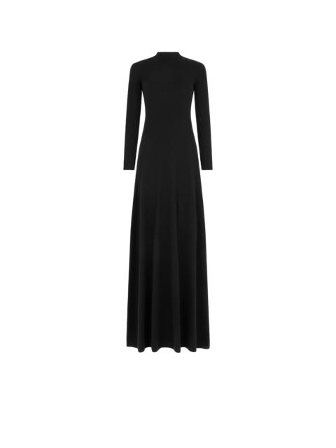 FULL NEEDLE FINE CASHMERE SILK CREWNECK COLUMN DRESS