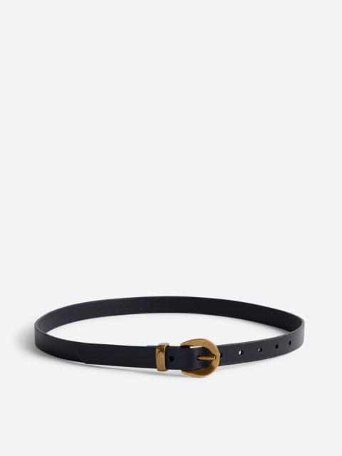 Chunky Buckle Skinny Leather Belt