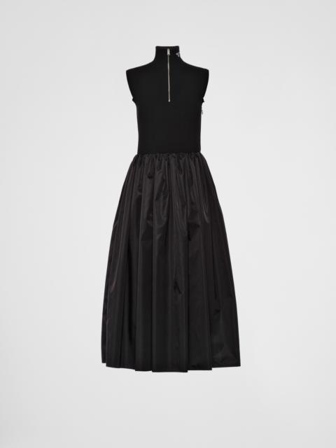 Re-Nylon and viscose wool midi dress