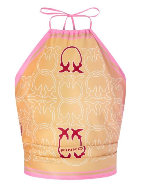 logo-print tie beach cover-up