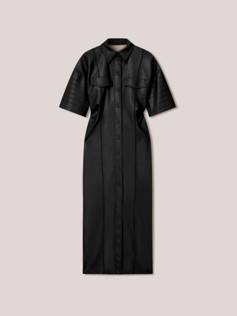 TAISSA - Vegan leather corrugated effect dress - Black