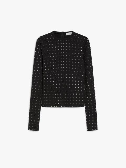 Scuba jersey T-shirt with rhinestones